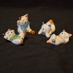 Set of 4 Ceramic Cat Figurines